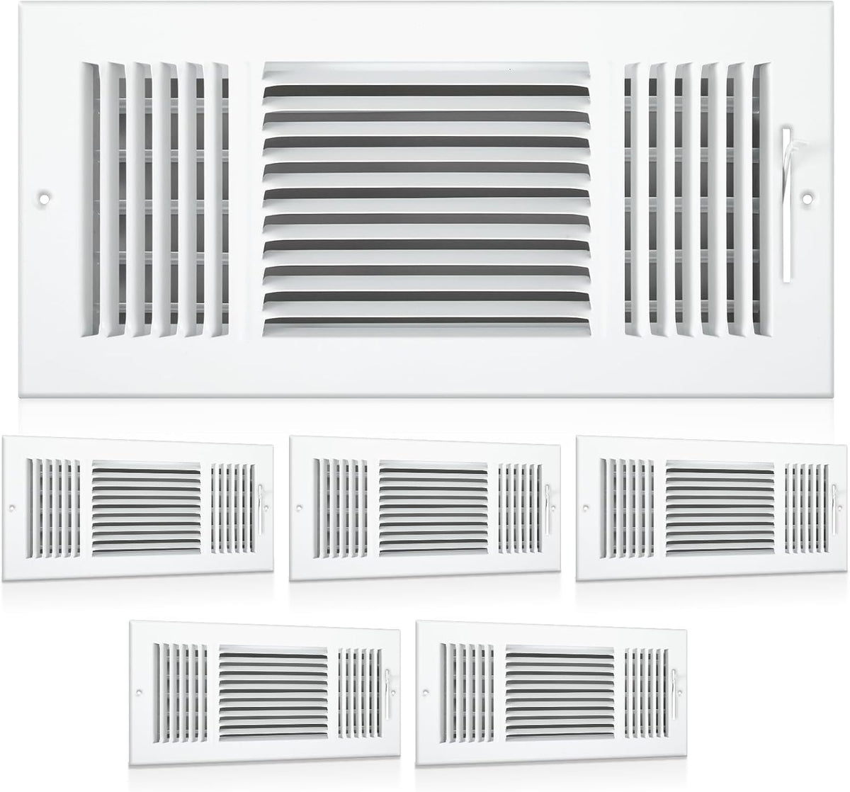 Cubiertas de Ventila de Aire Datanly (6 Pzs) | Blancas Interior 36x15cm | Registro de Pared o Techo de 3 Vías | Acero Sólido | Para HVAC