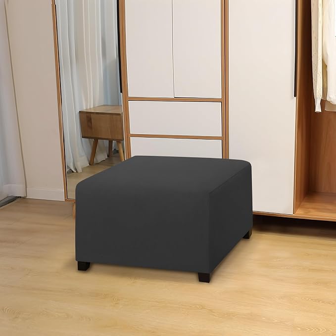 Easy-Going - Funda Otomana Elástica 100% Doble Impermeable | Cuadrada | Gris Oscuro