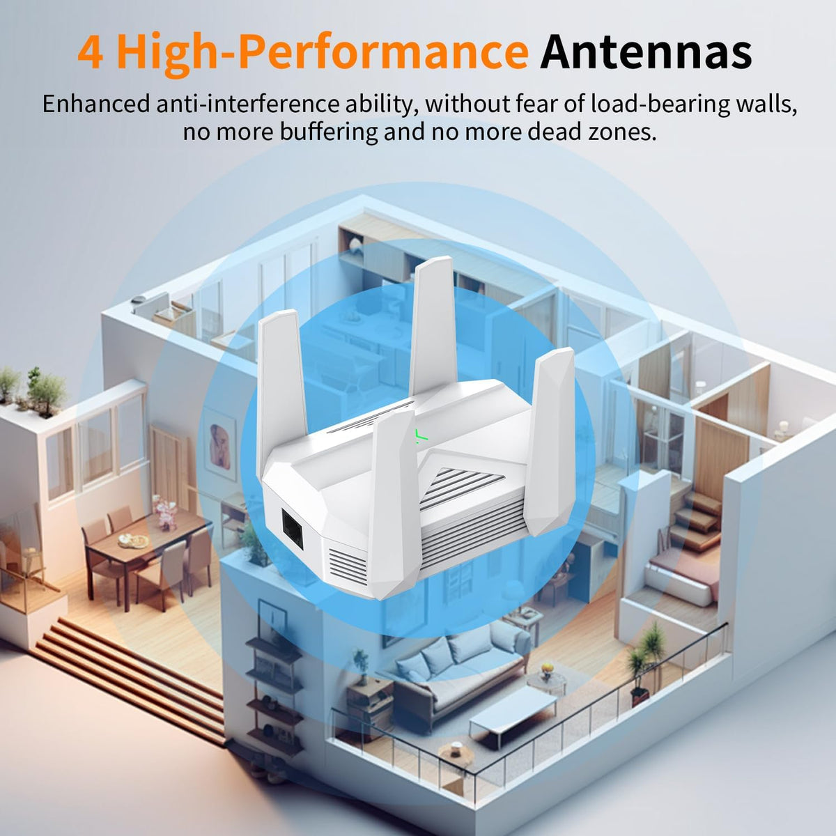 Extensor WiFi 6 1800Mbps Banda Dual 5.8/2.4GHz – Cubre 1,672 m², 125+ Dispositivos, Puerto Ethernet