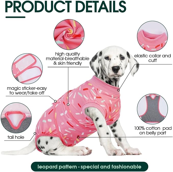 Kuoser – Traje de Recuperación Post-Cirugía para Perros | Onesie Suave y Cómodo | Para Hembra y Macho | Protección Post-Op | Talla XL | Diseño PinkRibbon