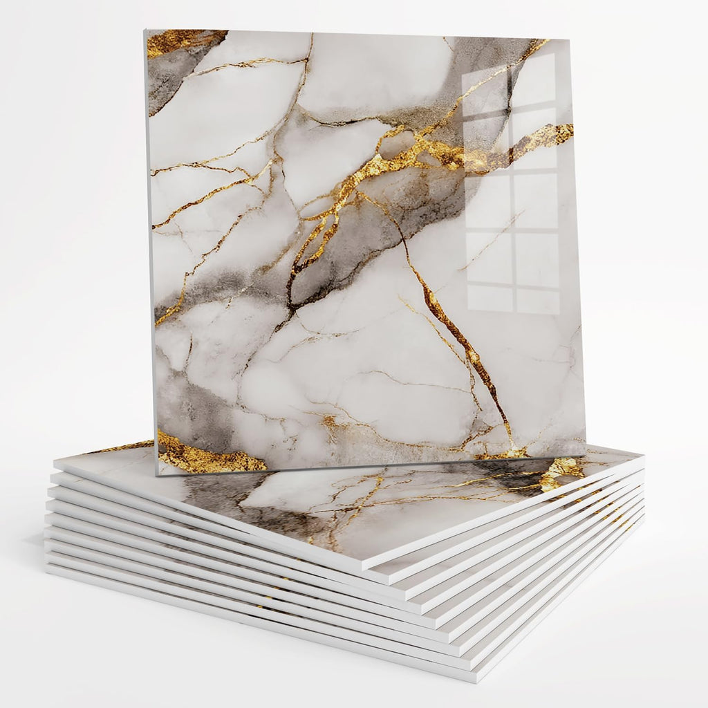 10 paneles de pared de azulejos de mármol impermeables para ducha, despegar y pegar, azulejos autoadhesivos