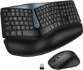 NOTA SOLO CONTIENE EL TECLADO MOUSE CABLE UBS Combo de Teclado y Mouse Ergonómico Inalámbrico | MK835 Wave Keys | Bluetooth/2.4G | Diseño Dividido | Descansa Palmas Acolchado | Multidispositivo | Recargable