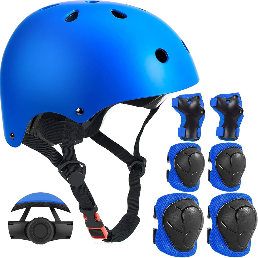 Casco Ajustable para Niños con Rodilleras, Coderas y Muñequeras — Para Edades 3-14 Años, Bicicleta, Patines y Skate