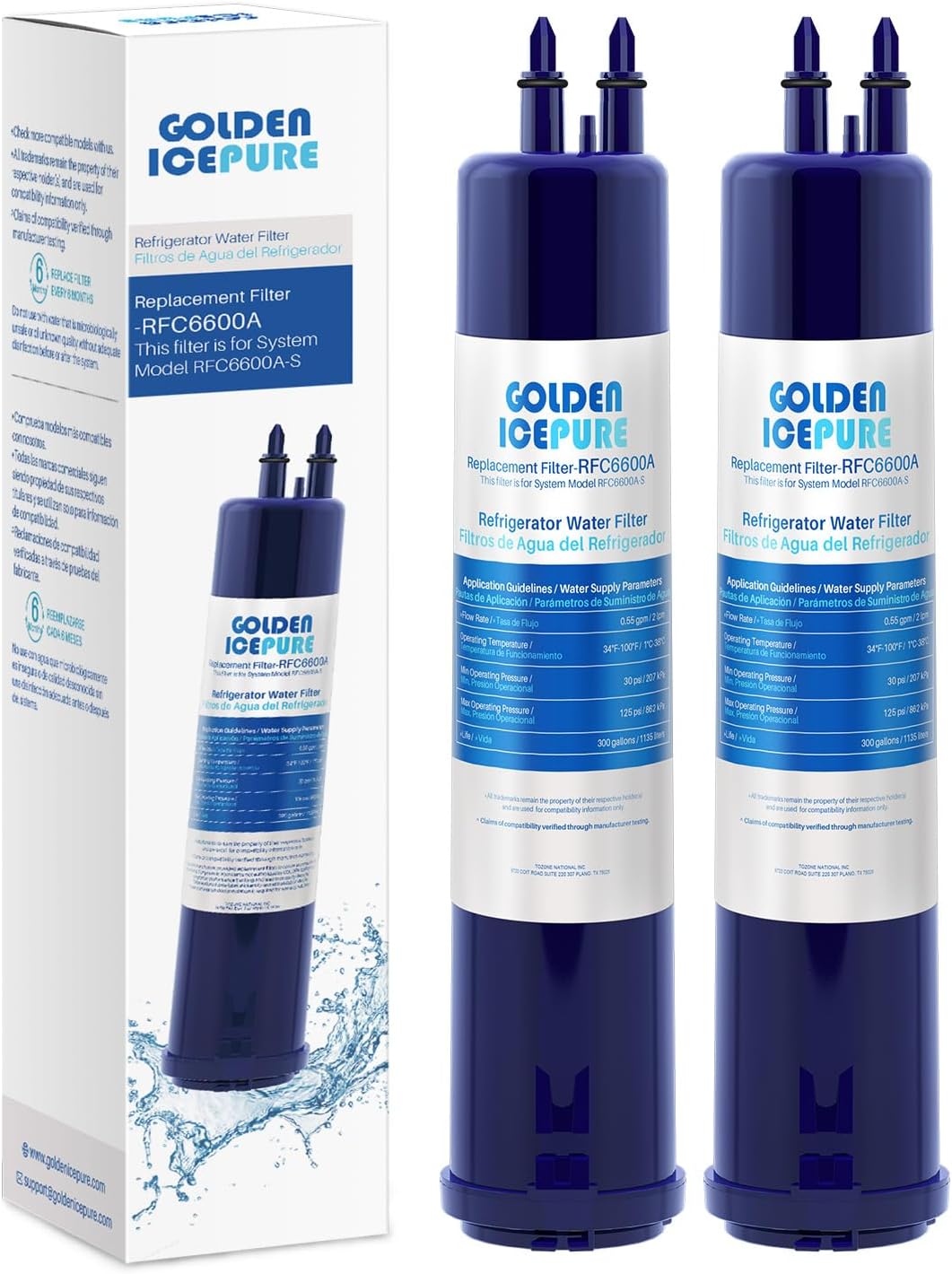 Filtro de agua para refrigerador GOLDEN ICEPURE RFC6600A