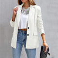 Blazer blanco para mujer Mina Self, talla L, incluye un botón de repuesto