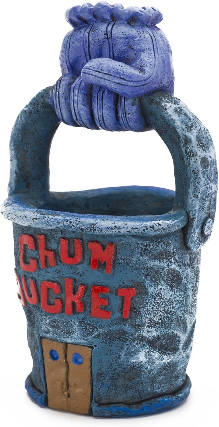 Penn-Plax Adorno de Acuario Bob Esponja The Chum Bucket | Licencia Oficial, Tamaño Mediano