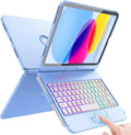 Funda con teclado táctil FUWANG para iPad (A16) de 11.ª generación de 11 pulgadas (2025) y de 10.ª generación de 10,9 pulgadas (2022). Gira 360°. Funda con teclado para iPad de 10.ª generación, retroiluminada y con soporte para Apple Pencil. Color azul.