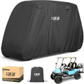 USADO-10L0L Cubierta para Carro de Golf 2/4/4+2 Pasajeros | Yamaha EZGO Club Car | Oxford 420D Impermeable Resistente | 3 Puertas con Cierre | Negro
