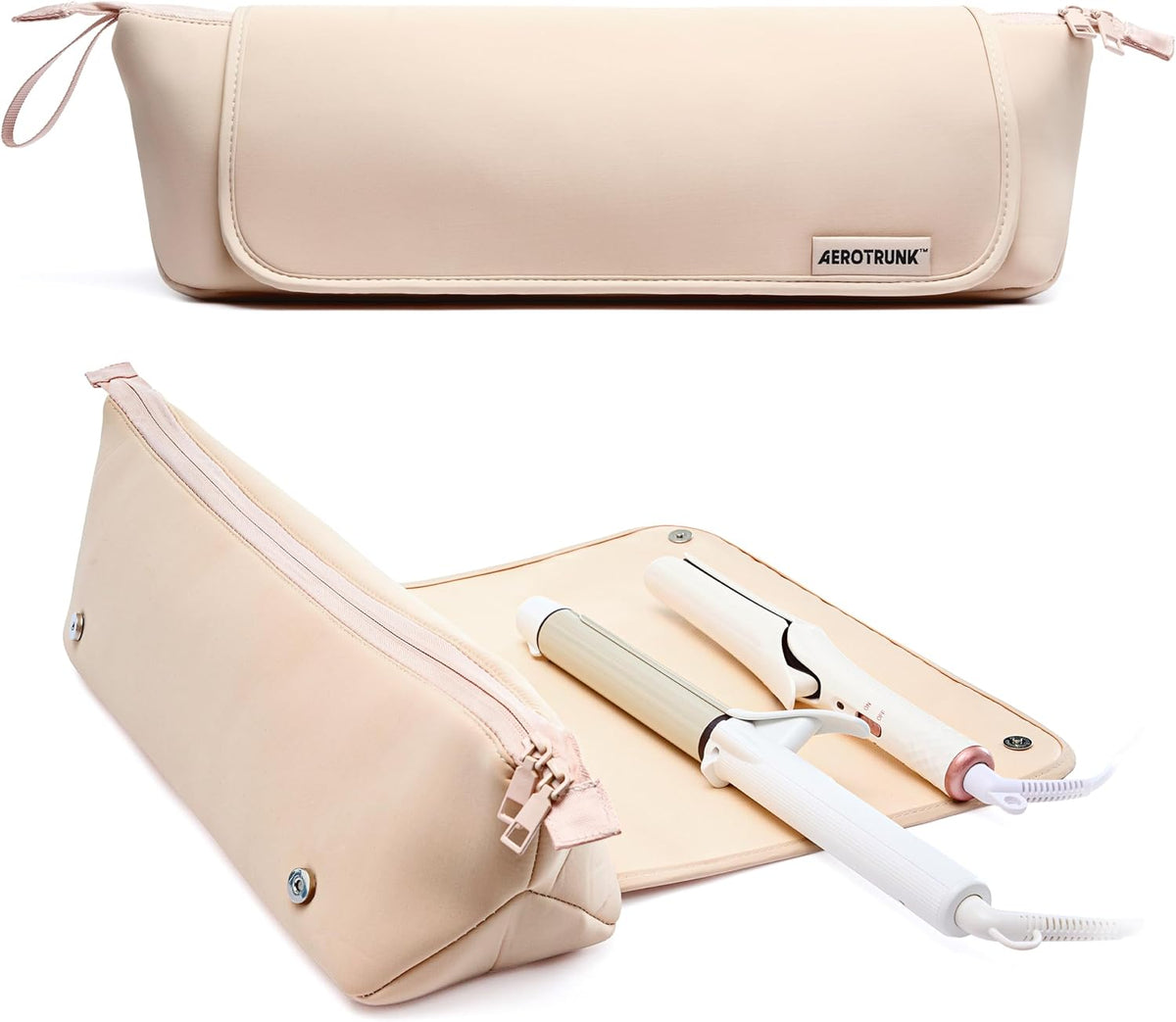 Bolsa Organizadora para Herramientas de Cabello Aerotrunk – Tapete Resistente al Calor, Gran Capacidad, Beige