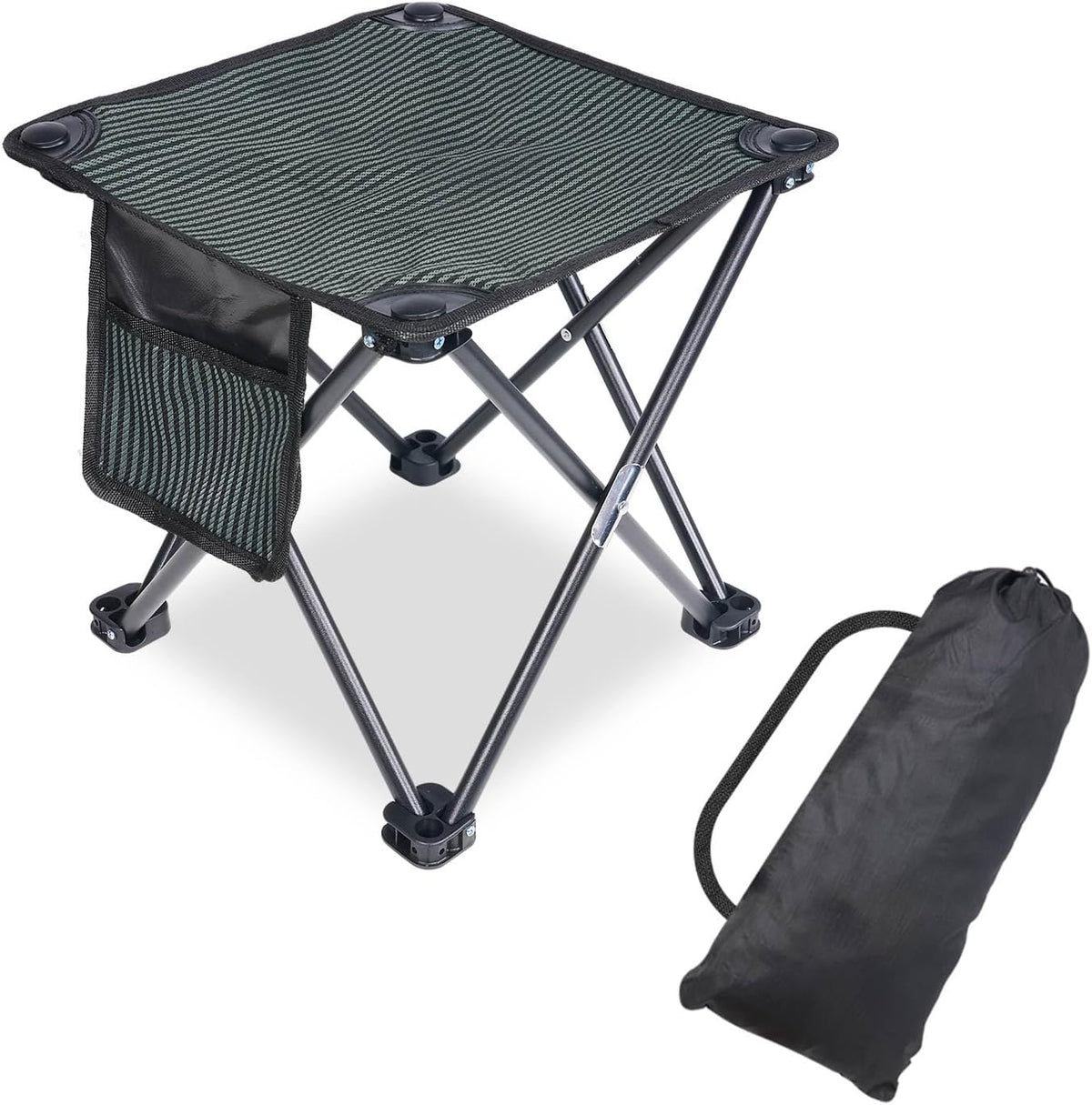 Taburete portátil de camping Tevaibo, taburete plegable de 35 cm para jardinería al aire libre, pesca, barbacoa y senderismo, con bolsa de transporte (capacidad de 181 kg).