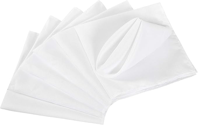 Servilletas de tela de 17 x 17 pulgadas, lavables de poliéster, servilletas de mesa suaves para bodas, fiestas, cenas, banquetes (blanco, 100 unidades)