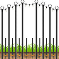 LETIANPAI Paquete de 8 postes para guirnaldas de luces, postes de metal de 3 metros con horquilla para guirnaldas de luces exteriores, postes de luz para exteriores con horquilla, postes/soportes para exteriores