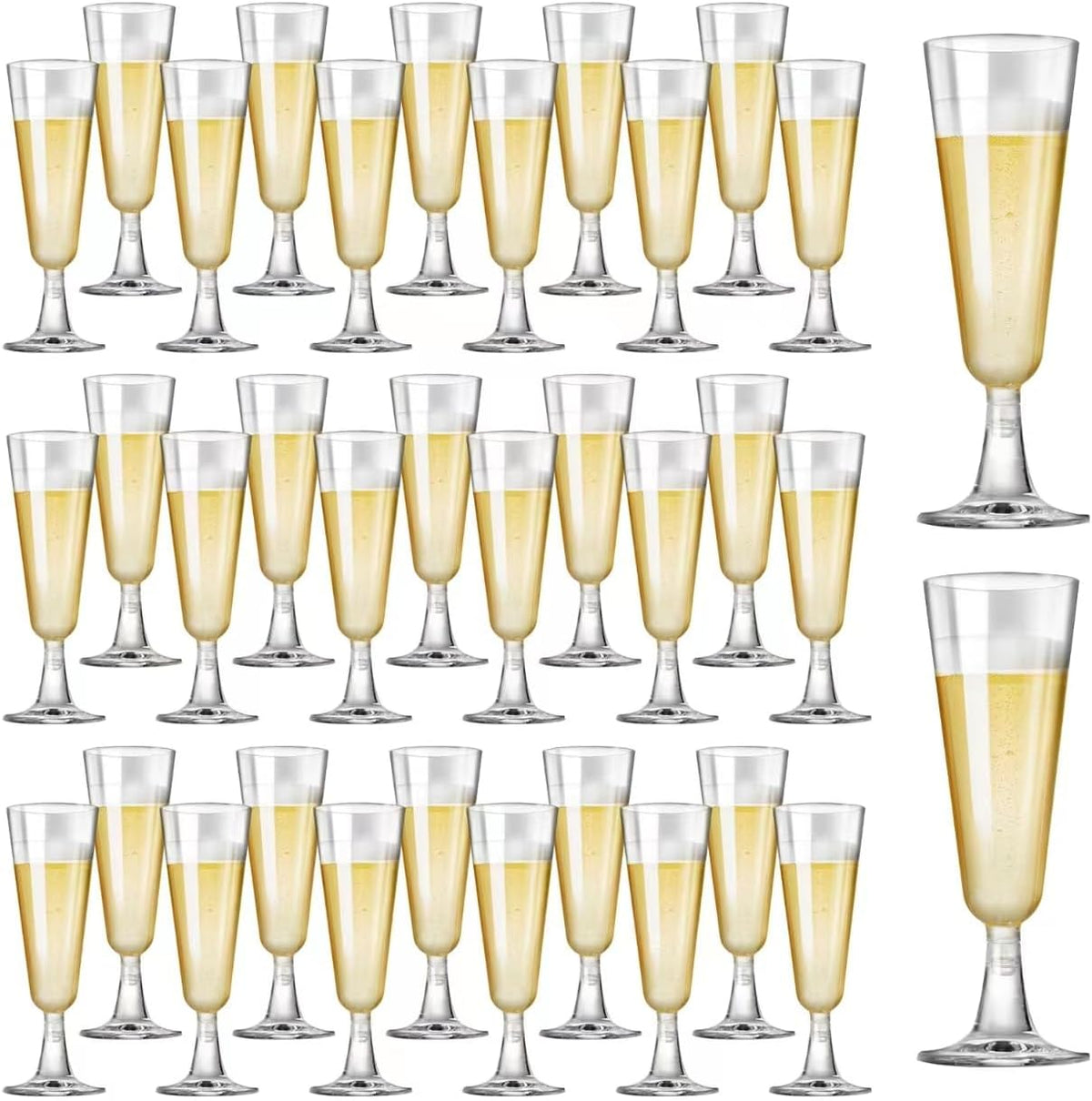 Copas de champán de plástico SUREHOME, paquete de 40 unidades, copas de champán desechables de 148 ml (5 oz), copas de mimosa de plástico transparente, vasos para cócteles de boda, paquete a granel para fiestas de Nochevieja, 2025, compromisos