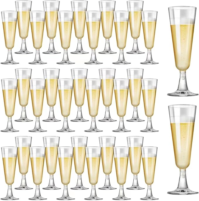 Copas de Champán de Plástico Paquete de 40 Copas de Champán Desechables de 5oz Vasos de Plástico Transparente para Mimosa Copas de Cóctel a Granel para Bodas Suministros para Fiestas
