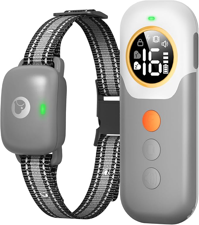 Collar de adiestramiento para perros con control remoto, alcance de 800 metros, collar de descarga para perros de razas grandes y medianas de 2 a 54 kg, collar electrónico impermeable con pitido, vibración, descarga y cierre de seguridad.