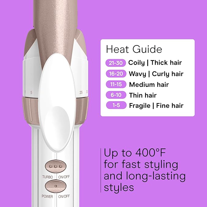 ⚠️ NO CONTIENE LA PRENSA | Conair Rizador de cerámica doble de ¾ pulgadas con clip de garra, barril de ¾ pulgadas que crea rizos apretados, rizador de pelo para uso en cabello corto, mediano y largo, blanco/oro rosa
