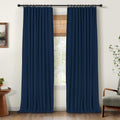 Cortinas opacas INOVADAY 100% para dormitorio, 244 cm de largo, con anillas de clip, de lino, opacas, con aislamiento térmico para oscurecer la habitación del salón, 2 paneles - Azul medianoche, 127 x 244 cm