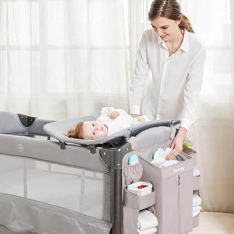 Organizador de Pañales Sweeby para Mesa de Cambio y Cuna — Caddy Colgante para Esenciales de Bebé