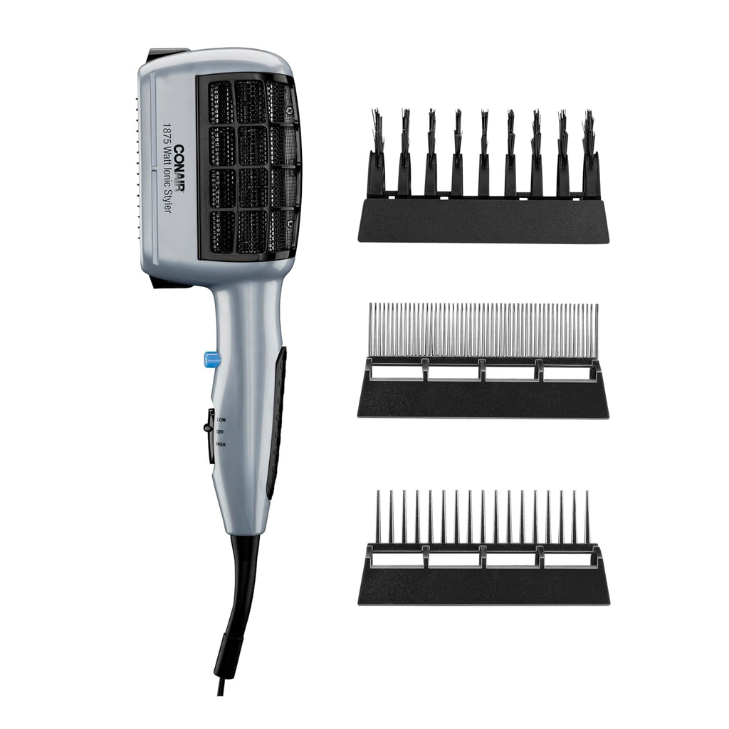 Secador de pelo Conair 3 en 1, 1875 W, con 3 accesorios para desenredar, alisar y dar volumen, tecnología iónica, doble voltaje.