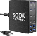 Estación de Carga USB-C 500W 12 Puertos – Carga Rápida PD 65W para MacBook, iPad, iPhone, Galaxy y Más, Color Negro