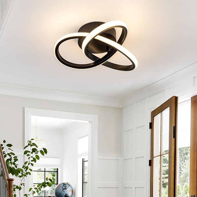 Lámpara de techo moderna de 10 pulgadas, lámpara de techo regulable LED de 24 W con control remoto, temperatura de color ajustable de 3000 a 6000 K, lámpara pequeña negra para dormitorio
