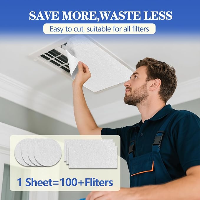 Filtro de aire MERV 13 de 23 pies cuadrados, material de filtro de aire a medida para hogar, HVAC, horno, aire acondicionado y purificador - Filtra polvo y caspa de mascotas tan pequeños