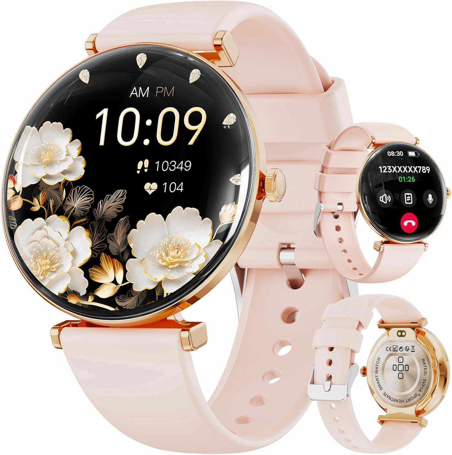 Hwagol Smart Watch for Women with Android iPhone Compatible[Calls/Metal Thin Body],1.43" Micro-Spherical AMOLED Screen,Sports Watch with Sleep/Heart Rate Monitor,Pedometer for Steps Miles
