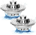 Tapón de Desagüe de Bañera Metal 2 Piezas con Recolector de Cabellos Visible, Tapón Colador Superior Mejorado 3 en 1 Compatible con Orificios de 3,8 a 6,1 cm, Canasta de Filtro Acero Inoxidable