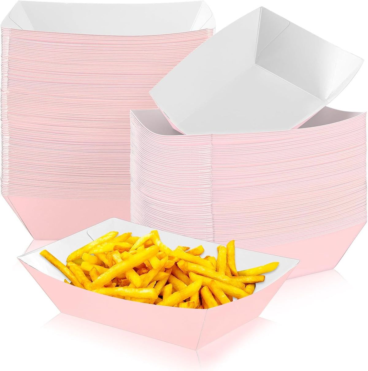 Bandejas de Papel para Comida Yinkin 2 lb Pack 100 – Kraft Desechables Rosa Claro para Nachos, Tacos y Fiestas