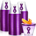 Funnymoom 50 Piezas Vasos con Listones Morados de Concientizacion sobre Epilepsia | Vasos Plasticos Desechables de 9 oz | para Mes del Liston Morado y Recaudacion Benefica