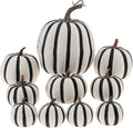Gresorth - Juego de 10 calabazas artificiales con diseño de cebra para Halloween, decoración de calabazas falsas para pintar, para porche, casa, fiesta, boda, granja, Acción de Gracias 