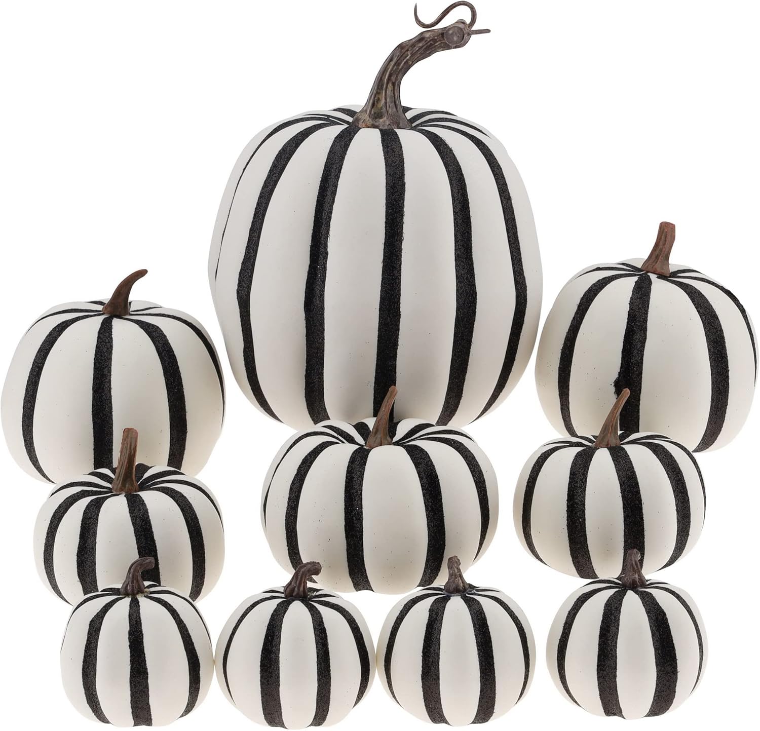 Gresorth Artificial Zebra Pattern Pumpkins – 10-Piece Paintable Decoration Set