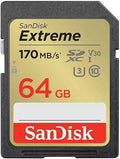 SanDisk Tarjeta de memoria Extreme SDXC UHS-I de 64 GB, 150 MB/s, C10, U3, V30, 4K UHD, tarjeta SD - SDSDXV6-064G-GNCIN