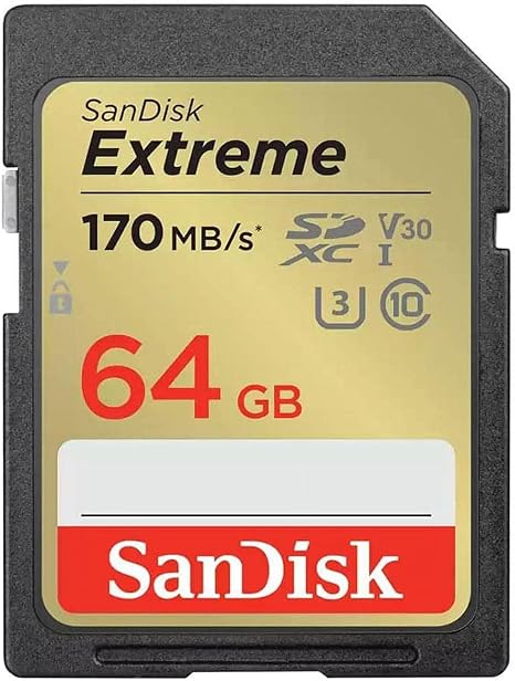 SanDisk Tarjeta de memoria Extreme SDXC UHS-I de 64 GB, 150 MB/s, C10, U3, V30, 4K UHD, tarjeta SD - SDSDXV6-064G-GNCIN