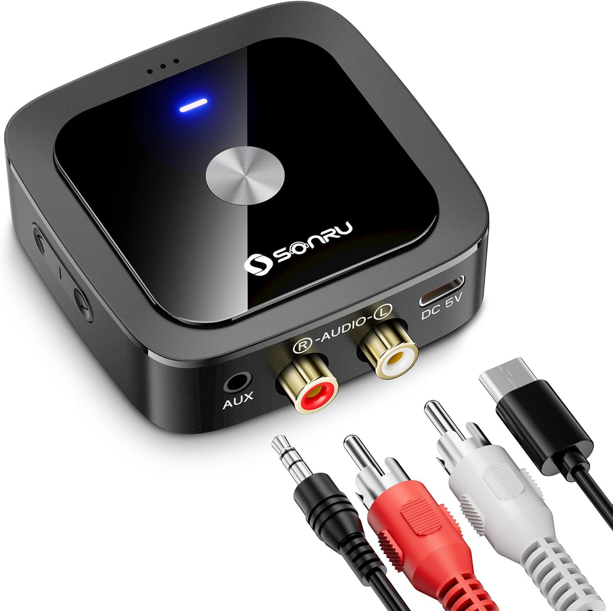 Receptor Bluetooth 6.0 para Equipos de Sonido Antiguos – AUX/RCA, HiFi, Baja Latencia y 24H de Batería