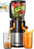Licuadoras Godspeeds con boca de alimentación grande de 5.8", extractor de jugo de prensado en frío de masticación lenta para frutas y verduras enteras, diseño fácil de limpiar, extractor de jugo doméstico de alto rendimiento para el bienestar diario.