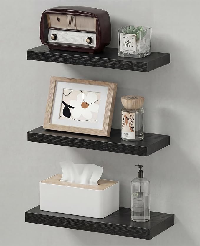 Estantes flotantes fáciles de instalar, estante de madera montado en la pared, estante colgante para decoración del hogar, libros y almacenamiento, organizador pequeño para dormitorio