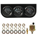 AUTOXBERT Juego de tres indicadores de 2" (52 mm) (presión de aceite + temperatura del agua + voltímetro) 3 en 1 para coche, kit de panel de instrumentos con consola negra para coches de 12 V