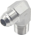 HFS(R) Codo macho NPT de 1/2" a macho JIC de 1/2" con abocardado de 90° para tubería, acero inoxidable 304 (1/2" MNPT x 1/2" MJIC)