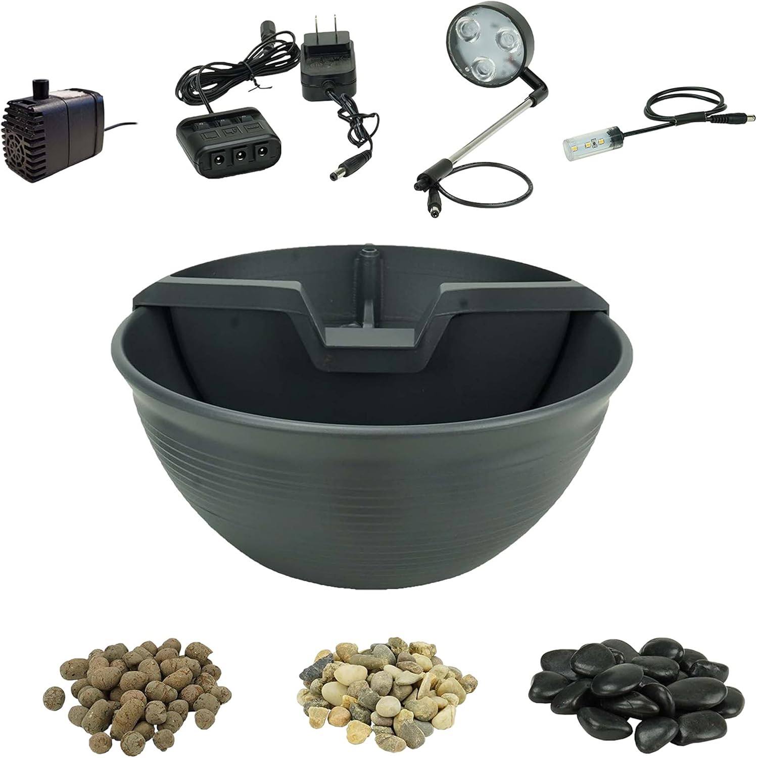 Fuente de Escritorio Aquascape AquaGarden con Cascada — Kit de Meditación y Relajación, Color Gris