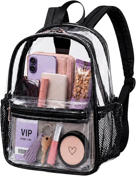 BTOOP Mochila Mini Transparente para Eventos de Estadio 12x12x6 Pequeña Mochila Transparente para Ver a Través Bolsa Transparente Clara para Conciertos y Trabajo, Compacto