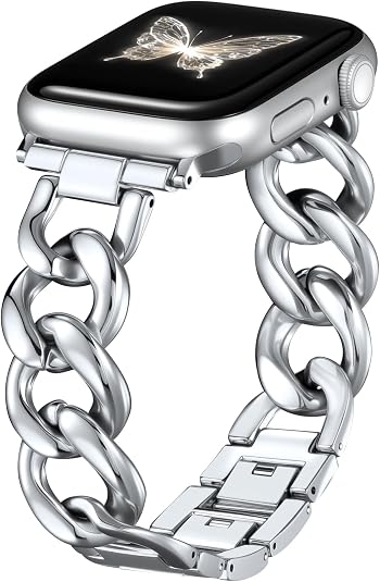 DaQin Gold Band Compatible with Apple Watch Bands for Women 40mm 38mm 41mm 42mm 44mm 45mm 46mm, Metal Chain Link Steel Replacement Accessories Bracelet for iWatch Bands Series 11 10 9 8 7 6 5 4 3 2 1