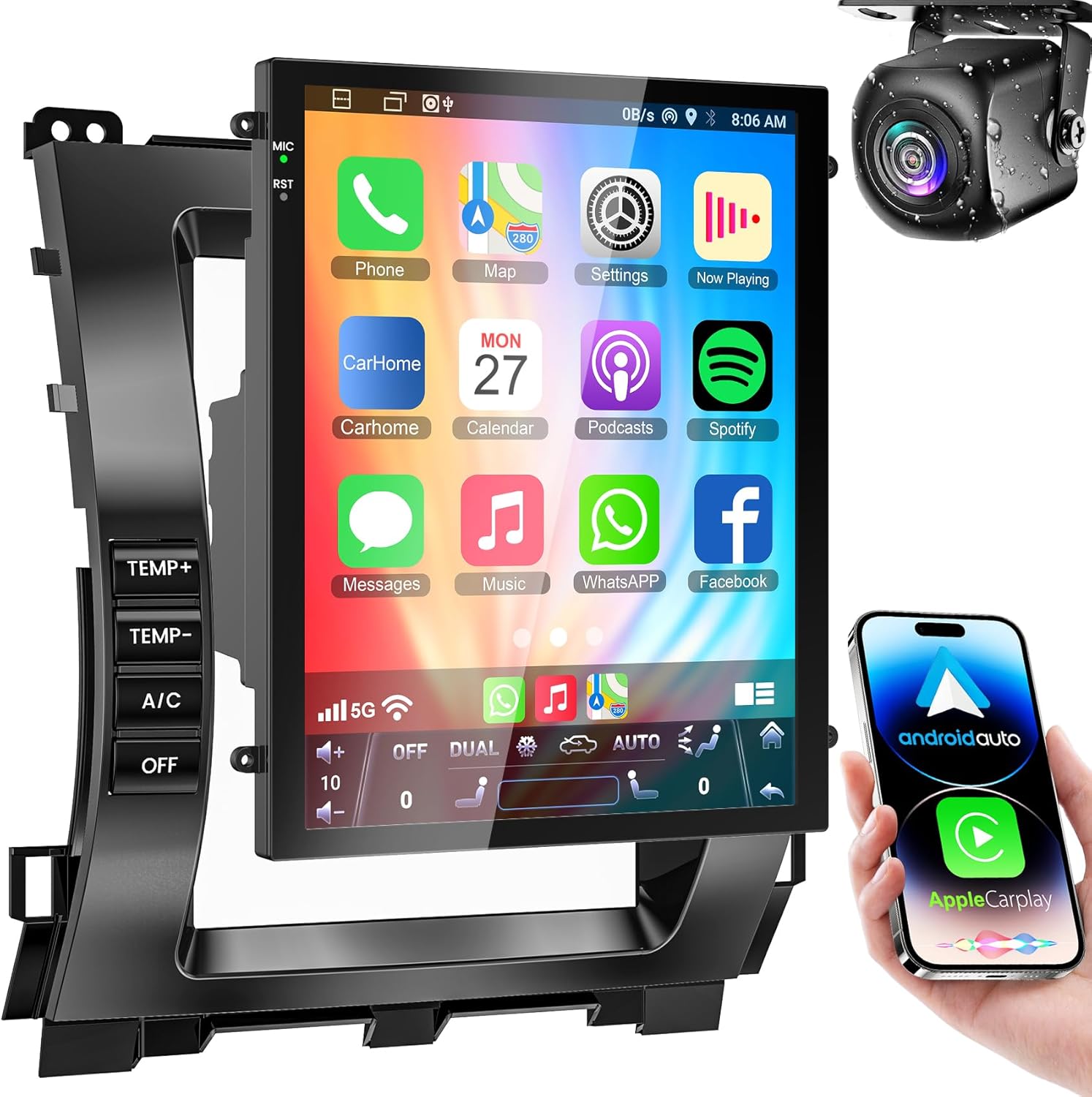 Android 13 Car Radio for Lexus GX470 2002-2009 & Toyota Prado, Support Wireless A-pple CarPlay & Android Auto, GPS Navigation Stereo,Bluetooth 5.2, Mirrorlink,FM/RDS, Backup Camera, 4G+64G
