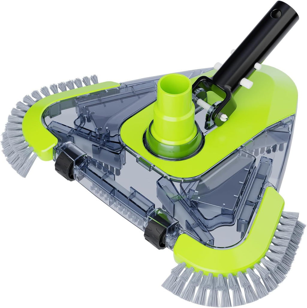 Sepetrel Cabezal de Aspiradora para Piscina con Ruedas y Cepillos Laterales | Adaptador Rotatorio Universal | Forma Triangular con Peso