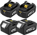 Djsanu Paquete de 4 baterías de litio de 18 V 6000 mAh de repuesto de larga duración para batería Makita de 18 V, alimentación de 6.0 Ah con indicador LED compatible con Makita BL1850B/BL1860B/BL1840B