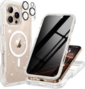 Funda Seacosmo iPhone 16 Pro Max Protección Completa Pantalla Privada Protector Lente Cámara Anti Decoloración Compatible MagSafe Glitter Transparente 6.9 Pulgadas