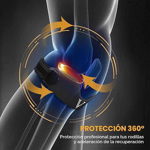 JHVW Paquete de 2 correas de soporte de tendón rotuliano de silicona, rodillera para mujeres y hombres, soporte ajustable antideslizante para rótula (negro)