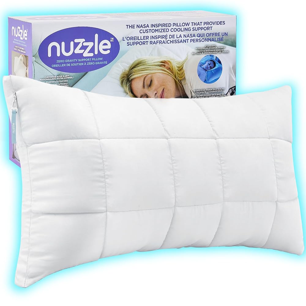 Almohada Nuzzle ajustable y firme tamaño Queen, almohada de lujo para cama, colección hotelera: la mejor almohada suave y refrescante con altura ajustable para quienes duermen boca arriba, boca abajo o de lado.