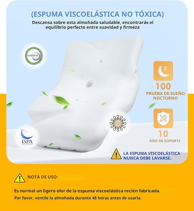 Osteo Almohada cervical para aliviar el dolor de cuello, diseño hueco, almohadas de espuma viscoelástica sin olor con funda de enfriamiento, almohada ortopédica ajustable para dormir