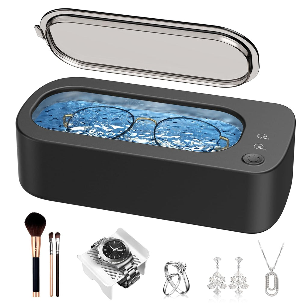 Limpiador Ultrasónico de Joyas 48KHz - Tanque de Acero Inoxidable 304 de 350ml, Doble Modo de Limpieza, Para Joyas, Lentes, Relojes y Dentaduras, Regalo Para Mamá e Hija
